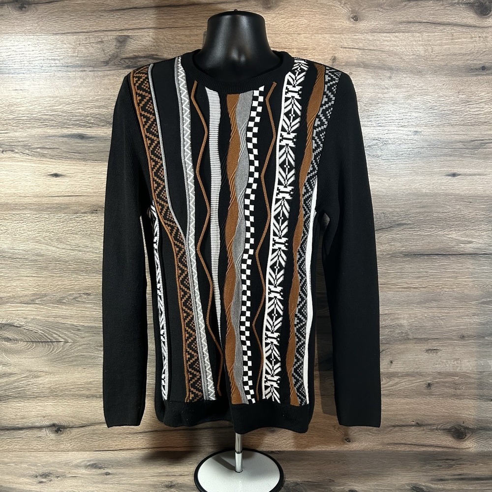 LCR Black Edition Sweater Knit Coogi Style Mens Large‎ Made In Turkey